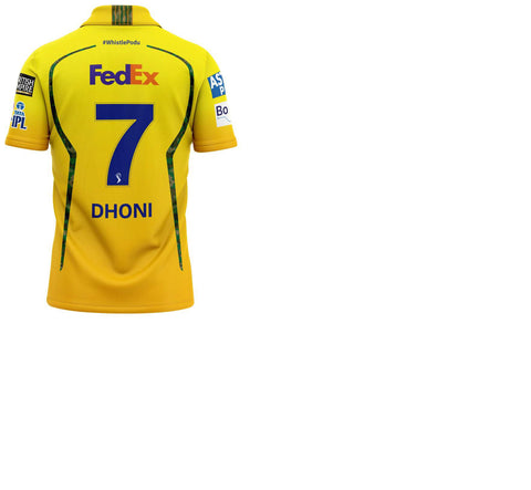 CHENNAI SUPER KINGS AUTHENTIC FAN JERSEY IPL 2026 DHONI 7 HALF SLEEVE (FAN)